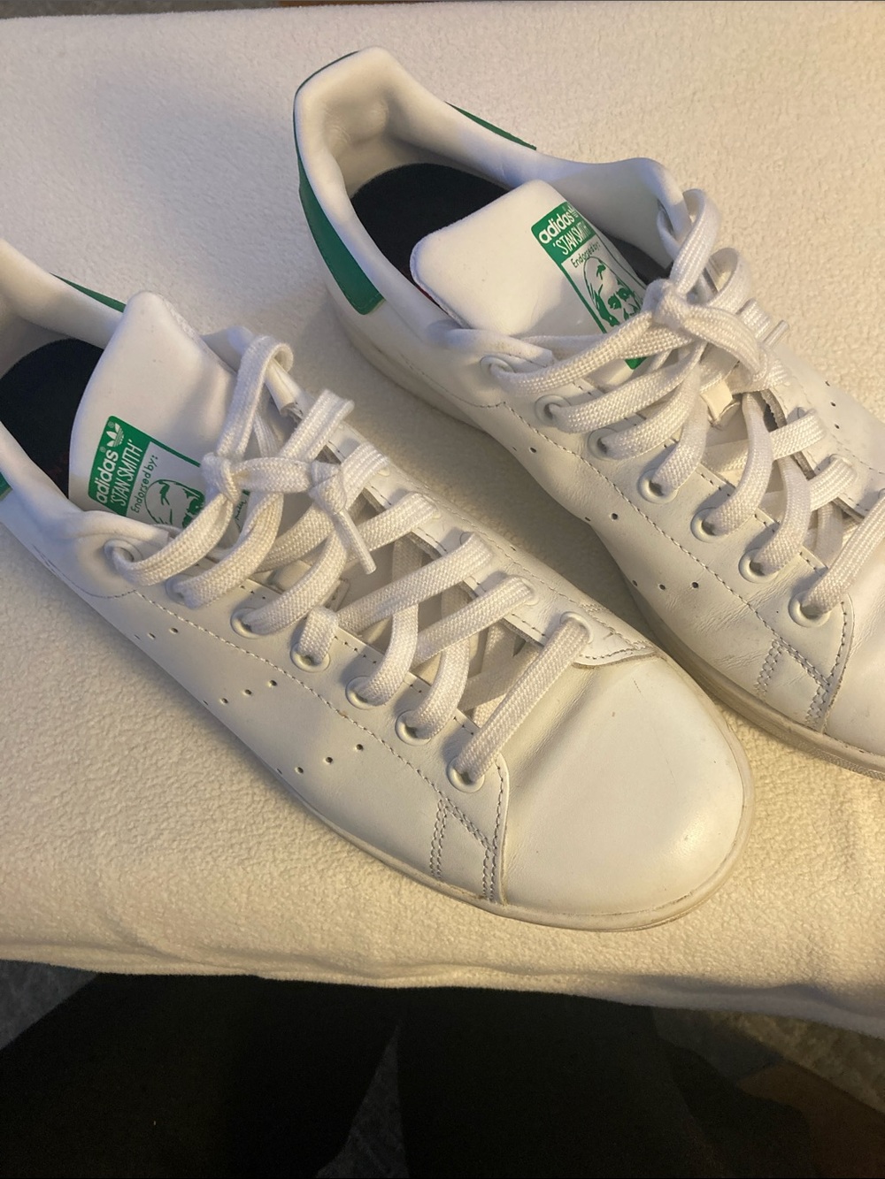 Adidas Stan Smith White and Green Low-Top Leather Sneakers size 8 1/2 men’s